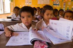 Young Cambodian primary school students 